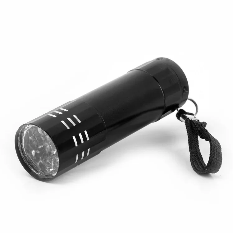 Super Mini Aluminum UV ULTRA VIOLET 9 LED FLASHLIGHT BLACKLIGHT Torch Light Lamp Household Multifunctional