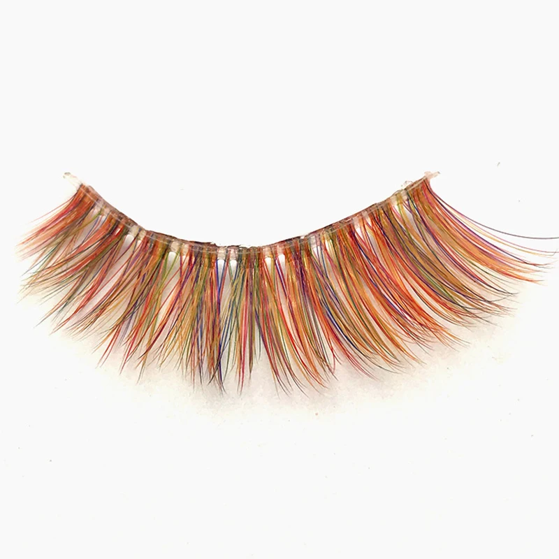 Cils 3D en soie de vison colorés, couleur arc-en-ciel rouge bleu violet marron, cils naturels duveteux et vaporeux, vente en gros, maquillage réutilisable