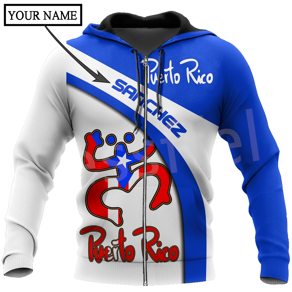 Tessffel Newest Country Flag Puerto Rico Taino Caribbean Sea Tattoo Harajuku Pullover 3DPrint Men/Women Funny Casual Hoodies X16