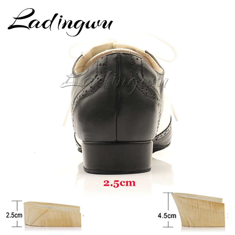 Ladingwu nowe nowoczesne męskie chłopięce Ballroom Tango buty do tańca prawdziwej skóry męskie buty do tańca Latin man heel 2.5-4.5cm