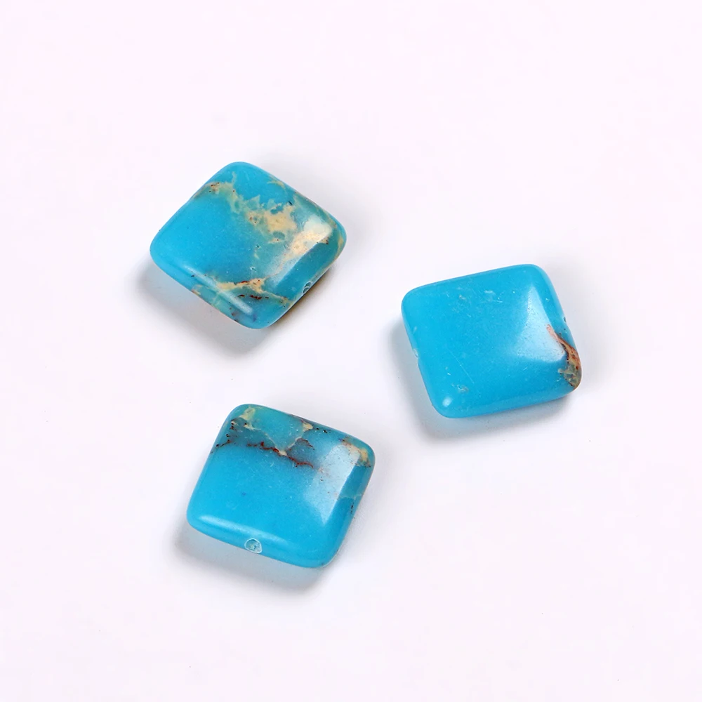 Mankuu 16mm Flat Square Sea Sediment Jaspers Beads Sea Blue Pattern Natural Stone Beads For Jewelry Making Loose Beads 5pcs/Lot