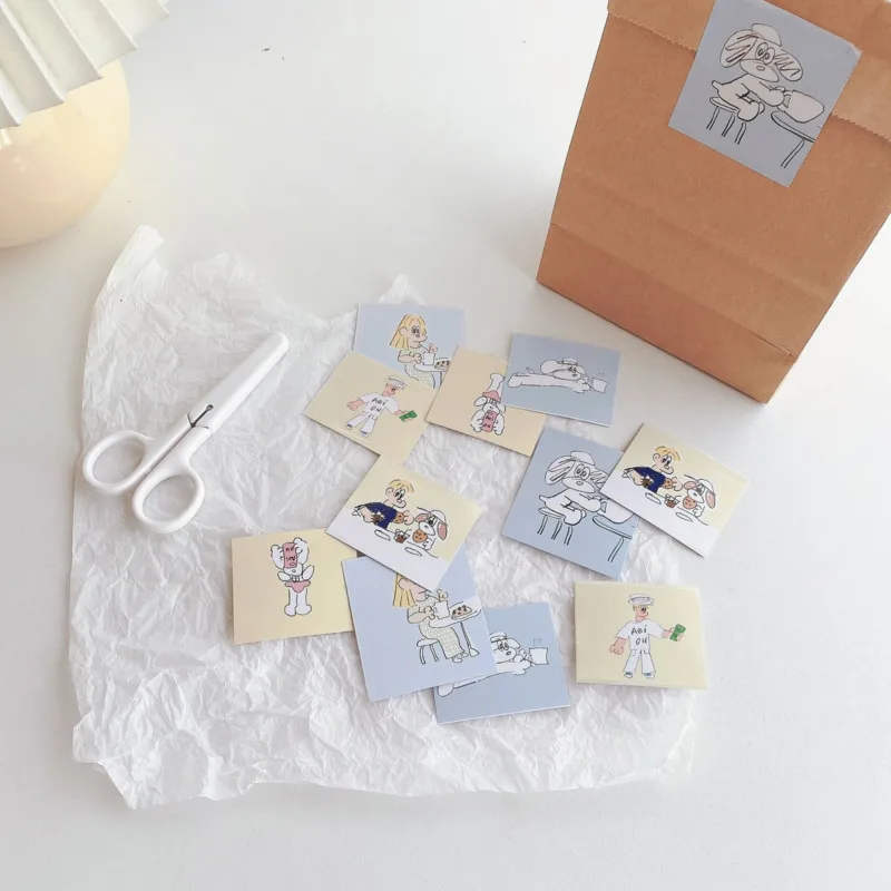 Korean Ins Cartoon Dog Cute Stickers Envelope Sealing Paster Mobile Phone Metope Stationery Diy Decorative Sticker 12 Sheets