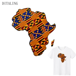 African Map Patches On Clothing Heat Transfer Sticker On T-Shirt Hoodies Unisex DIY Washable Patch Iron On Transfers On Clothes