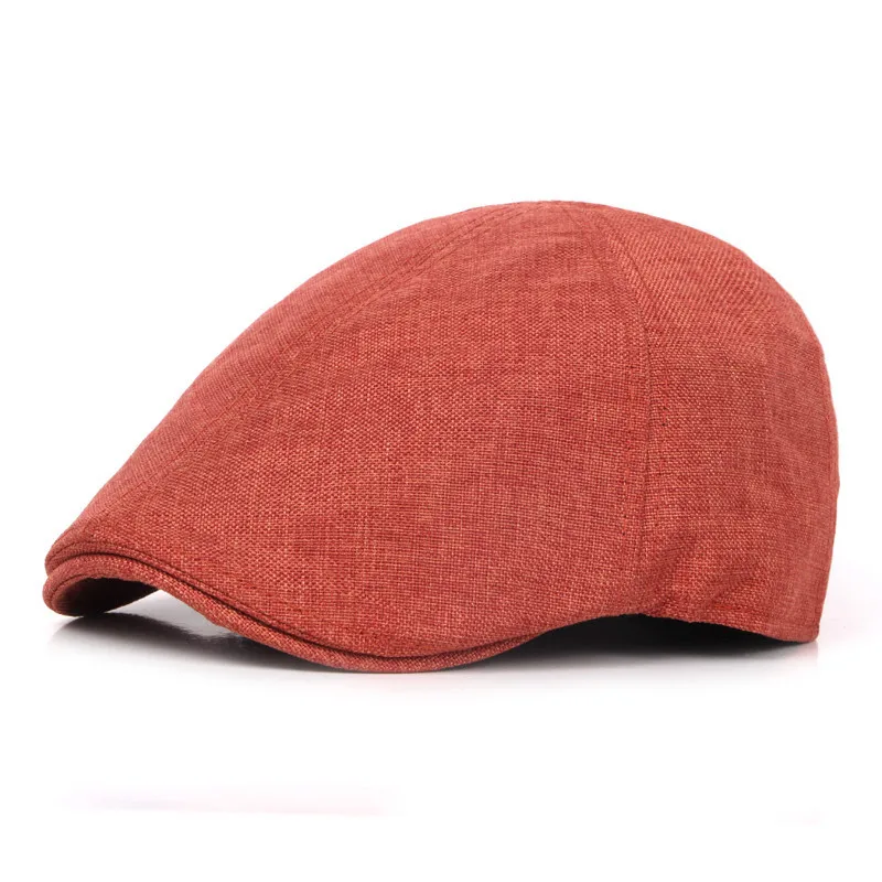 2024 Spring Polyester Solid Color Newsboy Caps Flat Peaked Cap Men and Women Painter Beret Hats