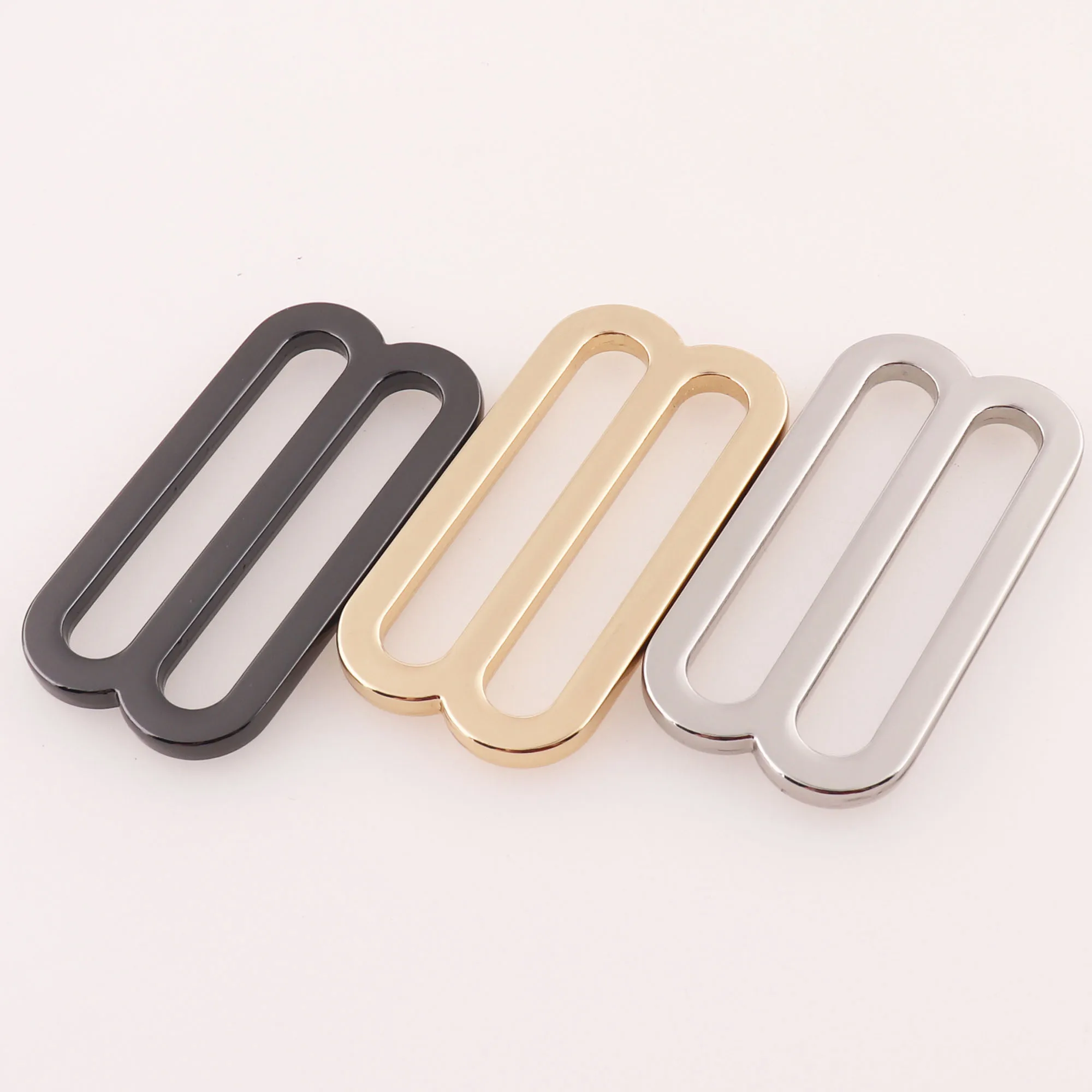 10 PCS Silver/Pale Gold/Gunmetal Slider Buckles,Webbing Adjuster Buckle for Strap-50/45/38/35/32/25/20MM-Adjustable Slide Buckle