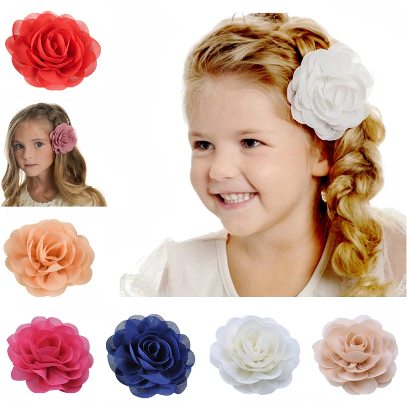 Pinces à cheveux en mousseline de soie pour filles, barrettes à cheveux pour enfants, vêtements de sauna princesse rose, épingles à cheveux