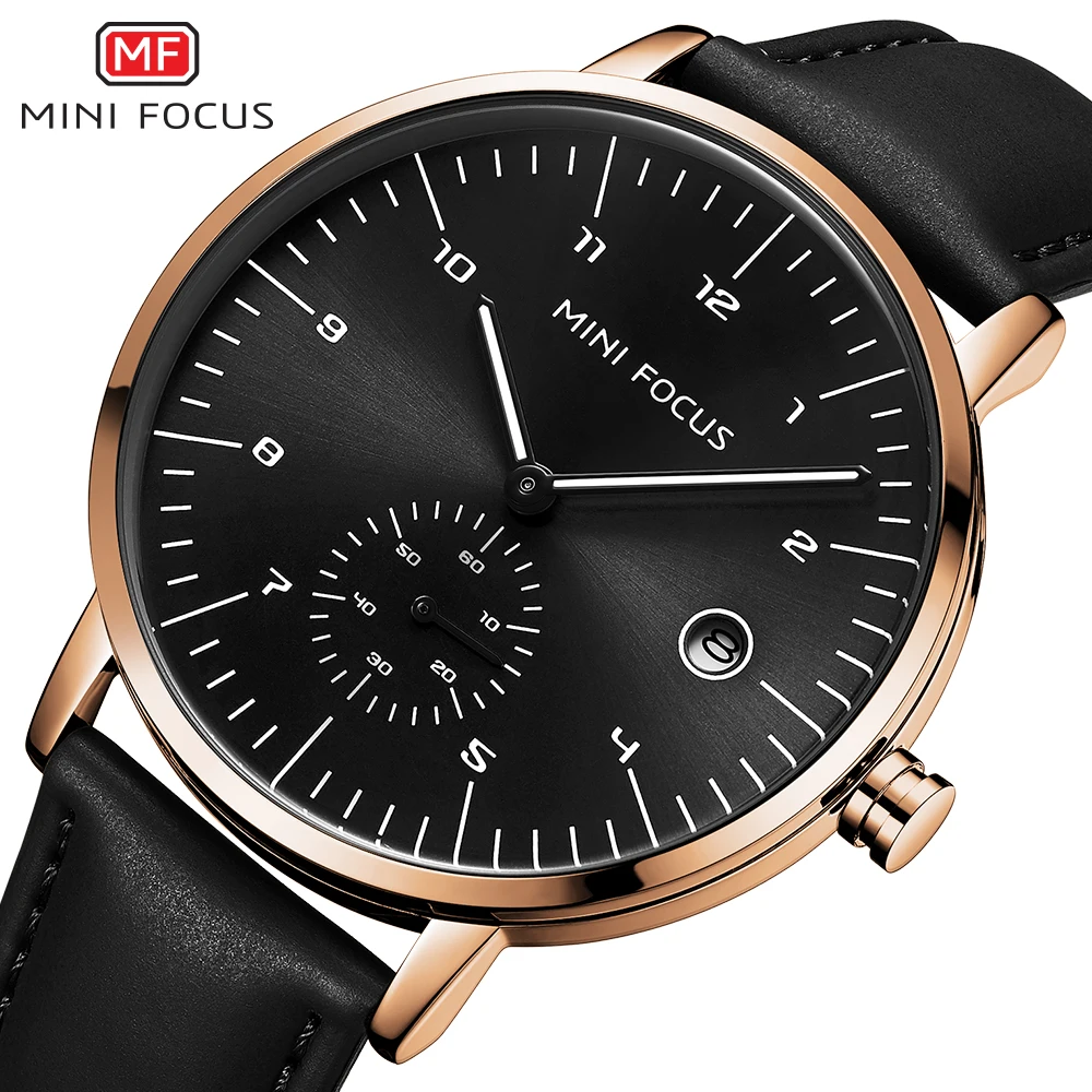 MINI FOCUS Luxury Brand Men Watch Male Leather Watchband Watches Simple Style Casual Waterproof Wristwatch Montre Femme