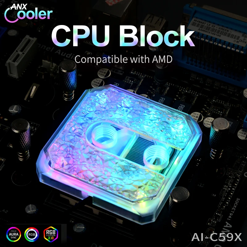 Syscooling PC water cooling cpu cooler  water block with RGB for AM4 Ryzen socket 3 5 7 9