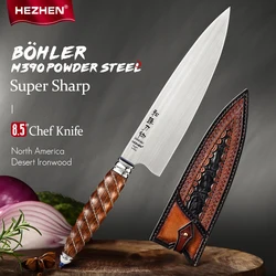 HEZHEN 8.5 Inches Chef Knife BÖHLER M390 Powder Steel Kitchen Tools For Maet Cooking Knives Beautiful Gift Box