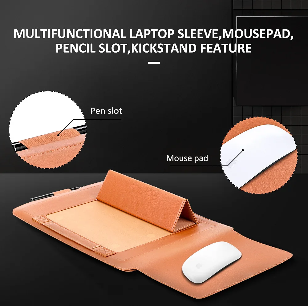 Laptop Case Voor 11 13 14 15 15.4 15.6 16 Inch Pu Lederen Universele Tas Voor Macbook Pro 2019 Air retina 13.3 15 Pc Notebook Cover
