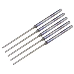 5pcs Mini Diamond Burrs Grinding Drill Bits for Rotary Tool 2.35mm Shank 1.2mm Cylindrical Ball Nose Diamond Abrasive Bits