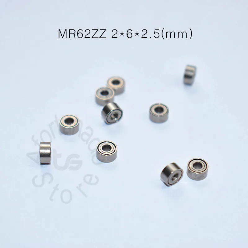 Metal selado em miniatura cromado aço rolamentos, MR62ZZ, 2*6*2.5mm, 10PCs, frete grátis