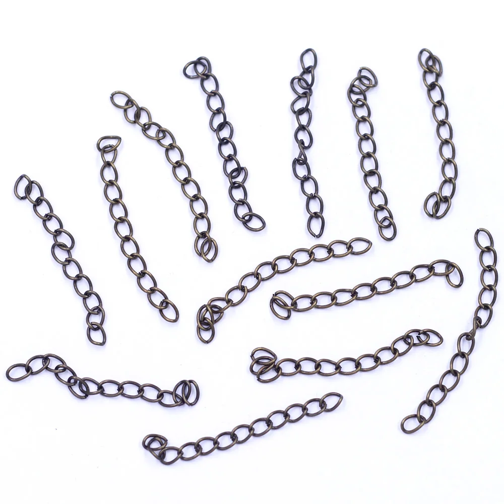 Extension Chain Bulk Extended Tail Extender Gold Silver Bronze Color For Charm Necklace Bracelet Jewelry DIY Finding 50x3mm