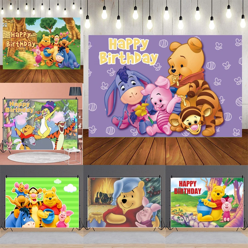 

Disney Vinyl Custom Winnie the Pooh Party Backdrops Winnie the Pooh Photography Background Baby Shower Kids Birthday Party Decor