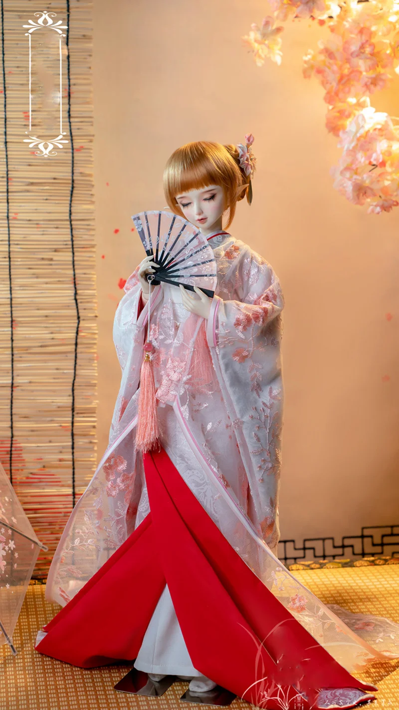 1/4 1/3 BJD Clothes Japanese Ancient Costume Kimono Hanfu Outfit for BJD/SD MSD Girl ID72 80cm Strong Uncle Doll Accessories 185