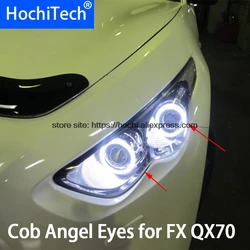 For Infiniti FX QX70 FX35 FX37 FX50 2009-2013 COB Led day Light White  Cob Led Angel Eyes Ring Error Free Ultra bright