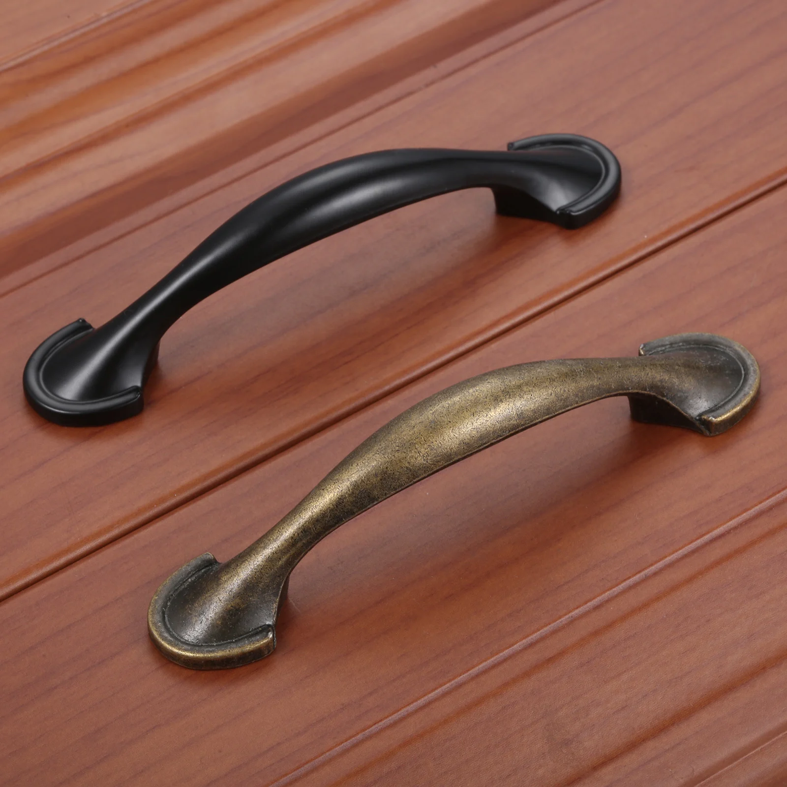4PCS Bronze/Black Furniture Handles 76mm Cabinet Handles Closet Door Drawer Knobs Cupboard Wardrobe Kitchen Pulls with Screws