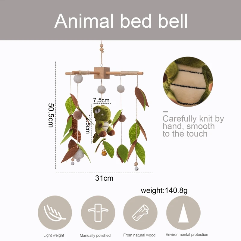 Baby Rattles Crib Mobiles Toy Bed Bell Green Forest Animal Rattle Music Educational Toy Holder Rotating 0-12 Months For Newborns