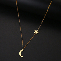 DOTIFI For Women Classic Stainless Steel Women's Necklace Fashion Gold Silver Color Moon Star Clavicle Chain Engagement Jewelry