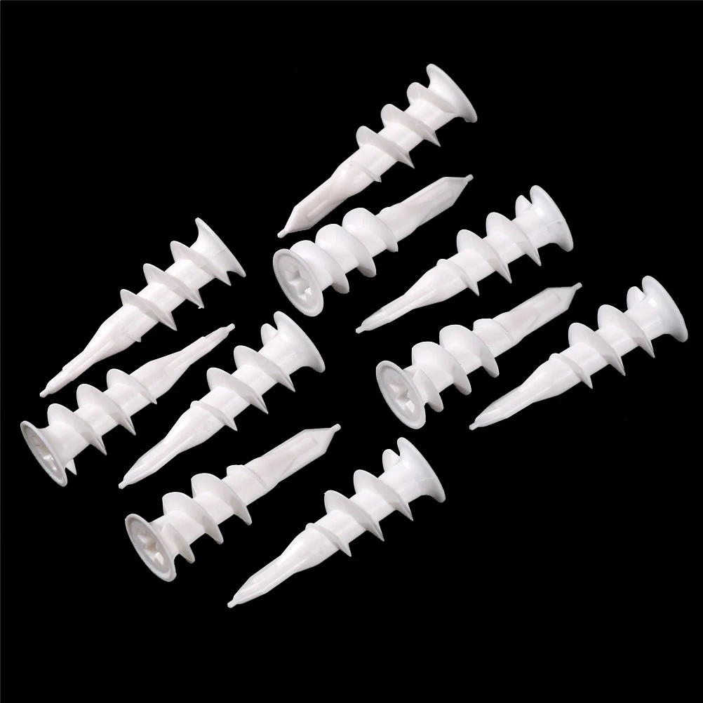 10pcs Drywall Nylon Ribbed Anchor; Self Drilling Wall Drywall Plastic Nylon Anchor for M4-M5 screws Plasterboard Anchor