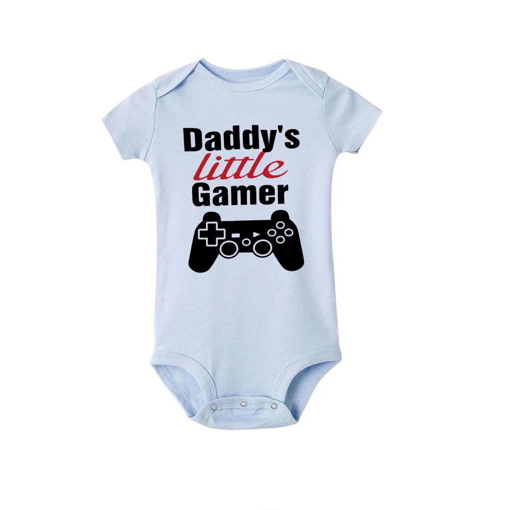 Daddy\'s Little Gamer Newborn Kids Baby Boy Girls Romper Jumpsuit Bodysuit Summer Short Sleeve  Clothes Outfit 0-24M