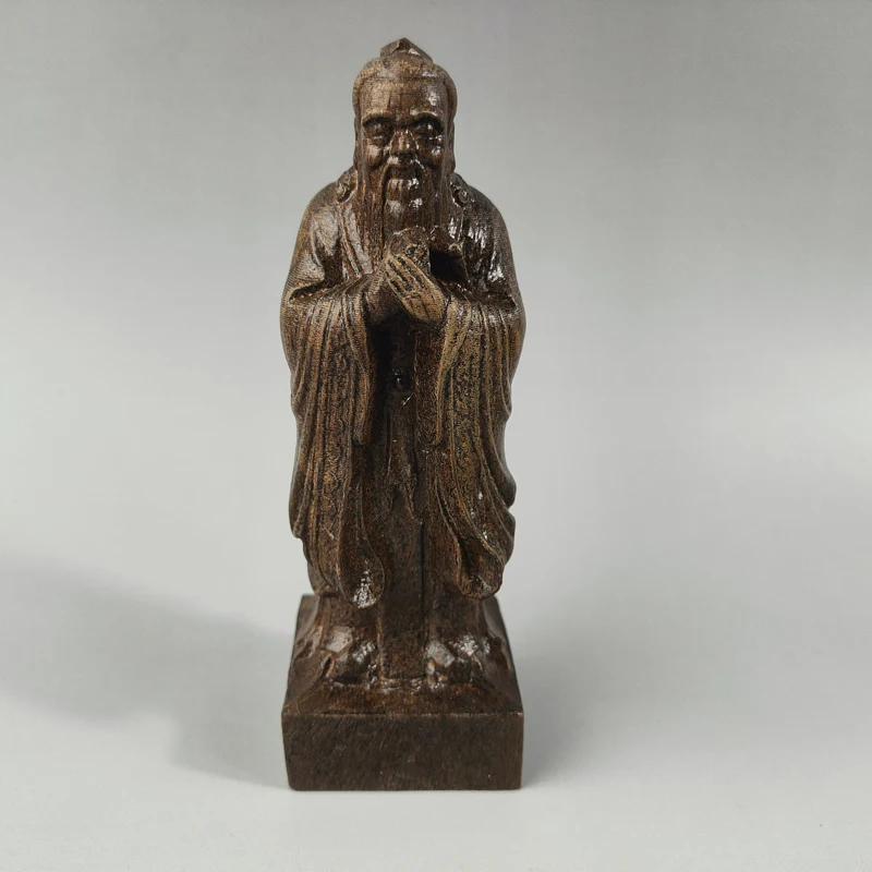 

Elaborate Chinese Traditional Handicraft Handmade Hardwood Ancient China Greatest Thinker Educator Confucius Statue