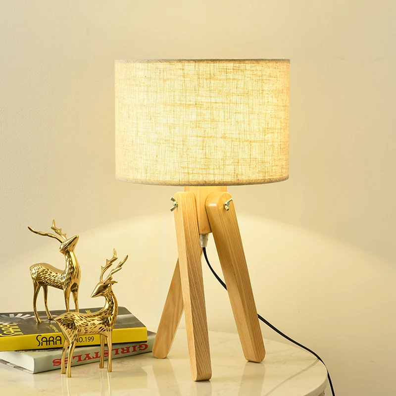 

Solid wood table lamp for study reading lamp modern nordic flexo escritorio led desk lamp bed room decoration bedside light warm