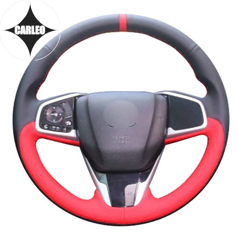 

DIY Car Steering Wheel Cover for Honda Civic 10th CRV 2017 Genuine Suede Leather Custom Hand Stitching Holder On Wrap Handlebar