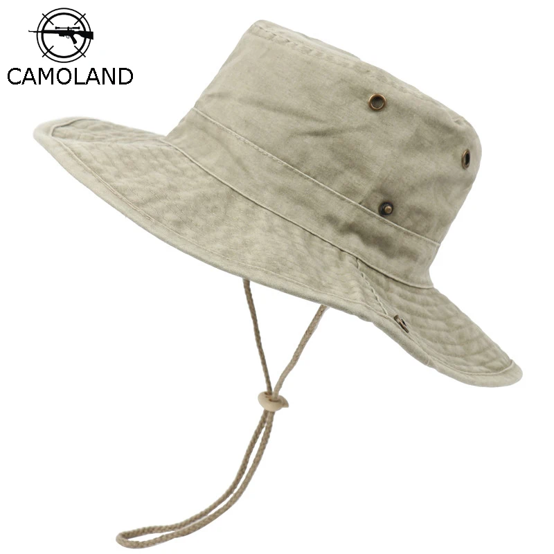 

CAMOLAND Summer Autumn Sun Hats For Women Men Cotton Bucket Hat Washed Outdoor Boonie Fishing Hats Female Beach Caps