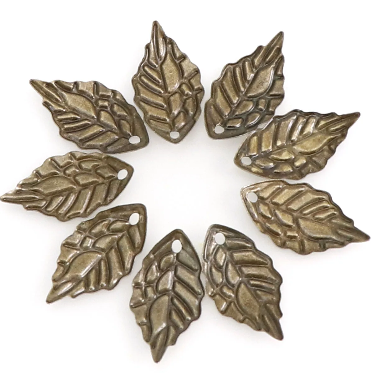 20/100 Pieces Metal Charms Stamping Leaf Beads Loose Flakes 10*19mm Earrings Pendants DIY Floating Charms for Jewelry Making