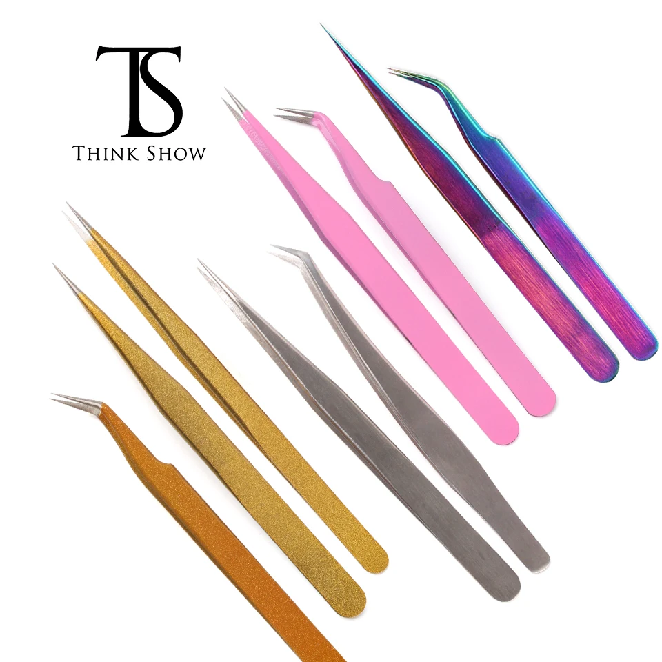 

Eyelash Extension Tweezers Makeup Professional Anti-static Tweezers Curved/Straight Steel 100% Stainless Tweezers