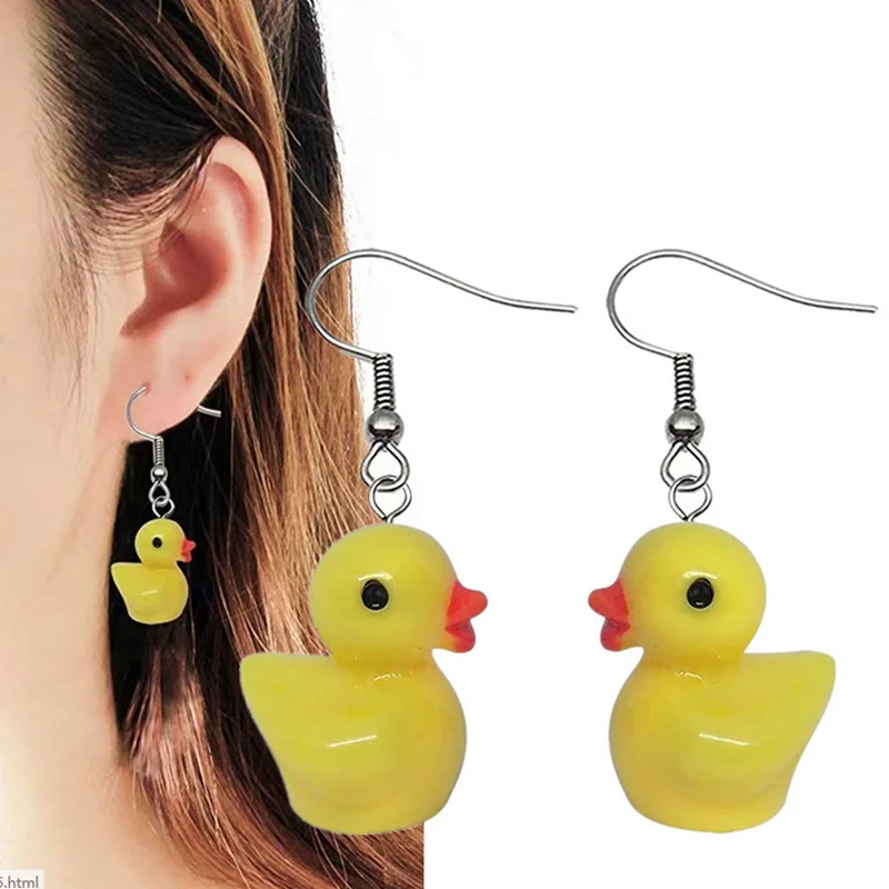 Korea Minimalist Women Gift Duck Earrings Jewelry Wholesale Fashion Super Cute Little Yellow Duck Earrings