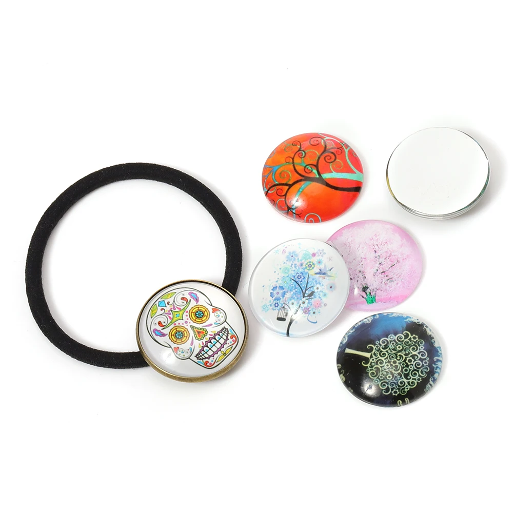 10pcs Hair Band Settings 20/25mm Cabochon Base Holder Hair Clips Elastic Band Rope DIY Women Hair Accessories For Jewelry Making