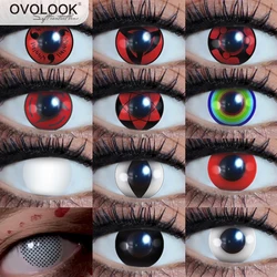 Lentillas cosméticas para Cosplay de Anime, lentes de contacto de colores para ojos, accesorios de Anime con estuches pequeños gratis, diámetro: 14,5mm, OVOLOOK-2pcs/par