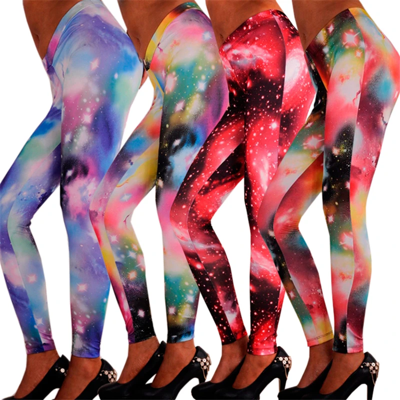 Leggings for Women Soft Classic Floral Galaxy Print Novelty Stretchy Elastic Waist Light Weight Ankle Length Womens Leggings