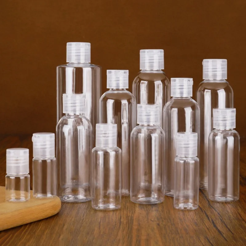 1Pc 5/10/30/50/80/120/200/250 Ml Plastic Transparent Bottle Refillable Butterfly Cap Makeup Tool Sub-bottling Clamshell Bottle