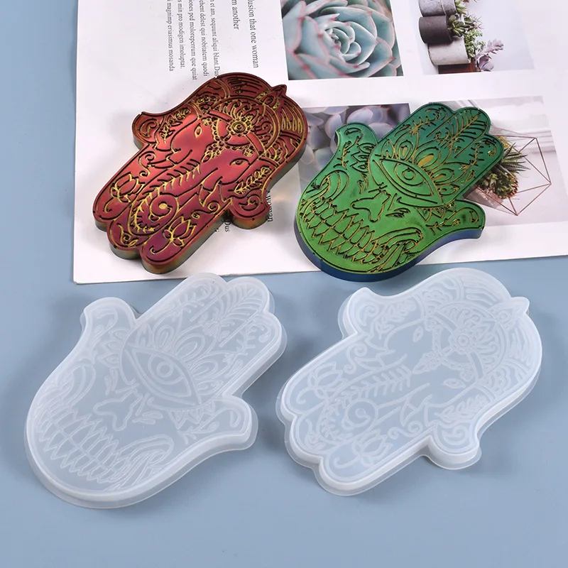 DIY Coaster Mold Hand of Fatima Silicone Mold Hamsa Hand Mould Jewish Khamsa Mold Home Decoration Resin Art Supplies