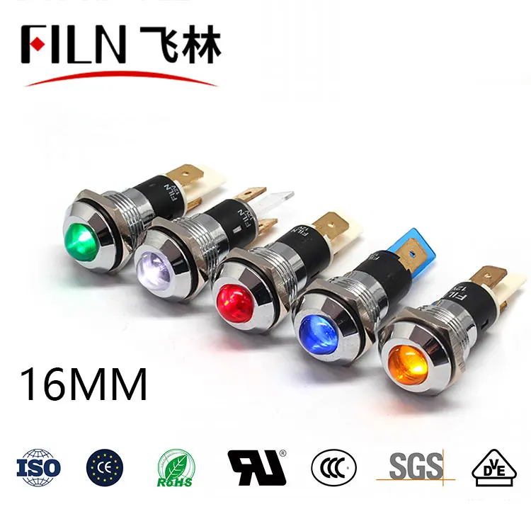 

FILN Metal Socket head Good price indicator light 12v 24v 110v 220v 16mm LED pilot lamp without wire