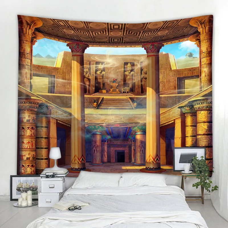 Egyptian Pharaoh Palace Mythical Decoration Tapestry Bohemian Hippie Wall Tapestry Curtain Living Room Bedroom Tapestry Painting