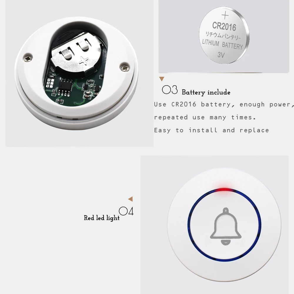 New 433MHz Wireless Doorbell Door Bell Button for Home Security Alarm System Hardware