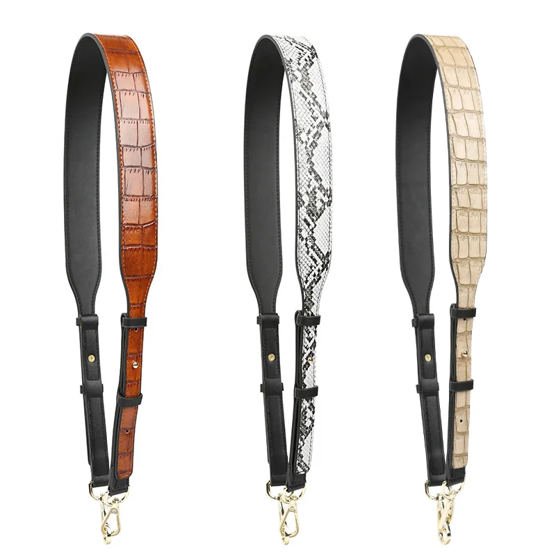 New Bag Strap Leopard Snakeskin PU leather Belt for Bags Wave Belt Serpentine Shoulder Strap 104-116cm adjustable Woman Straps