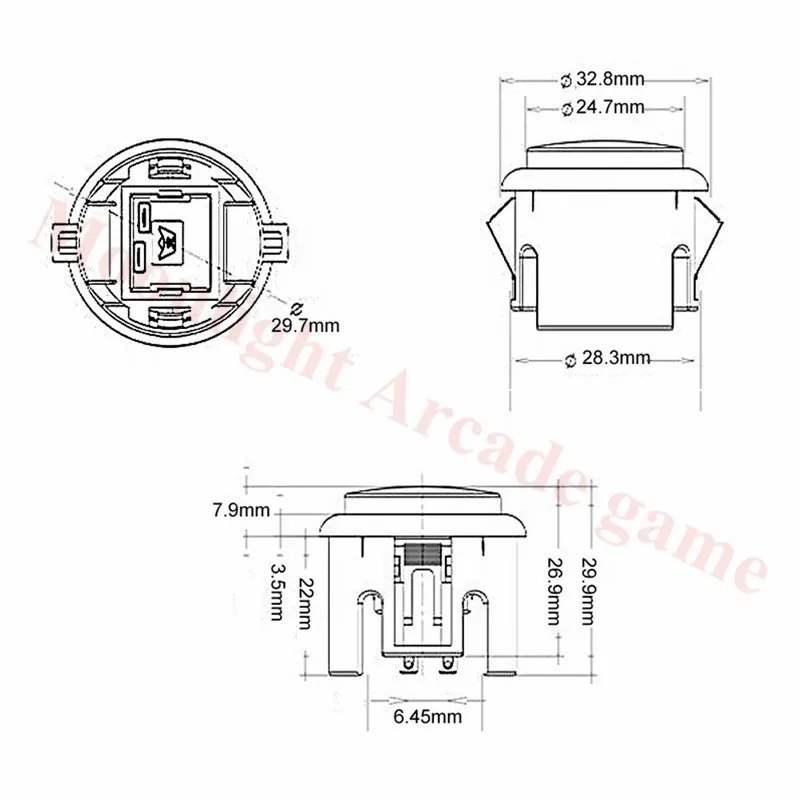 Baolian 팩토리 다이렉트 30mm SANWA 스타일 순간 단추 스위치, 아케이드 게임 푸시 단추, 마이크로 스위치 내장, 10 개/몫