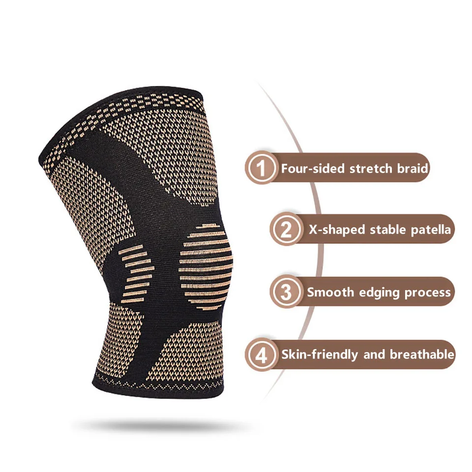 1Pcs Band Copper Nylon Knee Brace for Arthritis Pain and Support Knee Sleeve Compression for Sports Workout Arthritis Relief