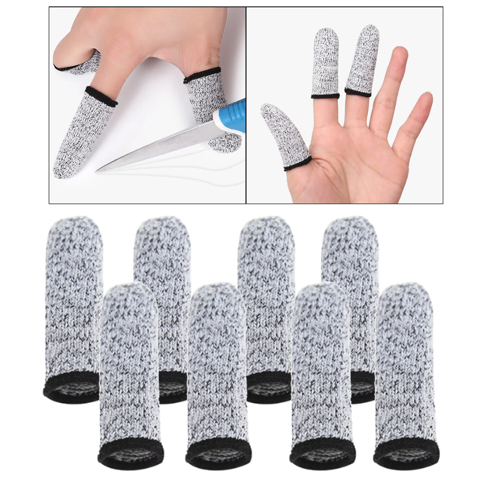 8pcs Finger Cots Fingers Glove Cover Extender Sleeves Fingertip Caps Anti-Cut Resistant Protector Thumb Chefs Safety Reusable