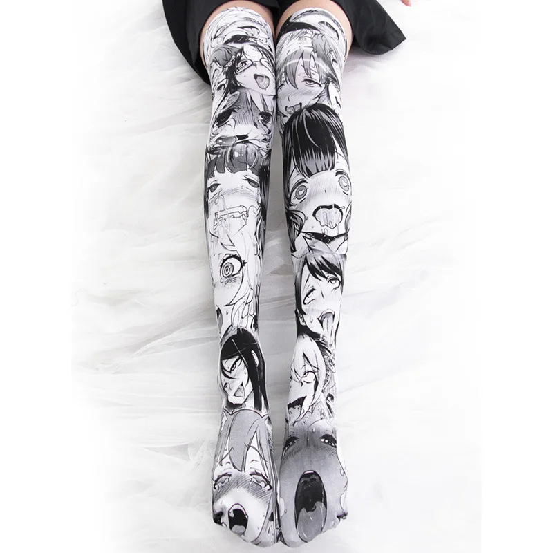 Printed Stockings Lolita Gothic Velvet Overknee Tights Socks Women Girls Socks Long Knee Stockings Sexy Costume Anime Cosplay