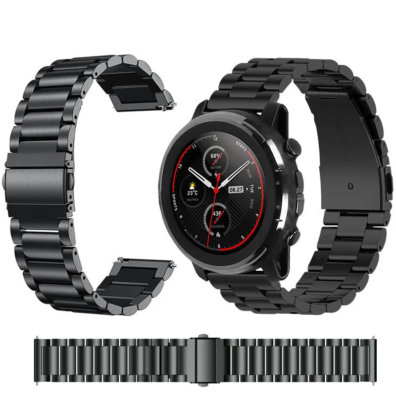 22MM paski ze stali nierdzewnej dla Xiaomi Huami Amazfit Stratos 3/2/2S tempo inteligentne bransoletki metalowy pasek do zegarka dla Amazfit GTR 47MM 2E