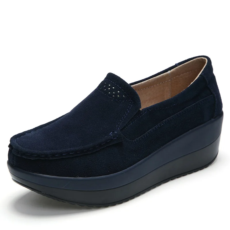 Women Flat Platform Loafers Ladies Elegant Suede Leather Moccasins Shoes Woman Slip on Moccasin Women Black Casual Shoes