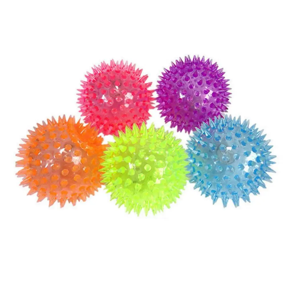 Massage Ball Portable LED Flashing Bounce Spike Stress Relief Kids Pet Gog Toy