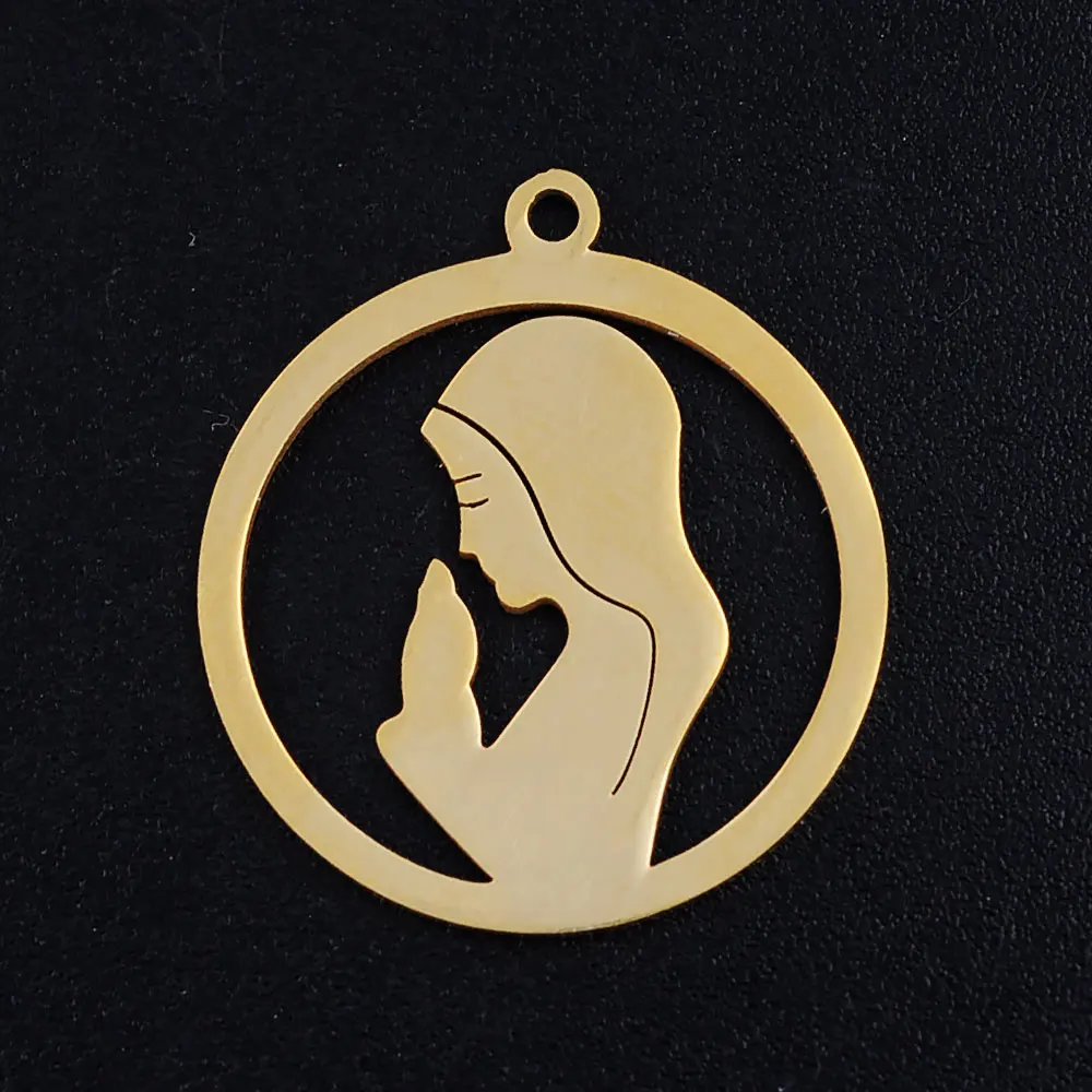 5 قطعة/الوحدة مريم العذراء DIY سحر بالجملة 316 الفولاذ المقاوم للصدأ الملكي تاج الصليب موصلات سحر ممرضة كاب دلاية مجوهرات #3