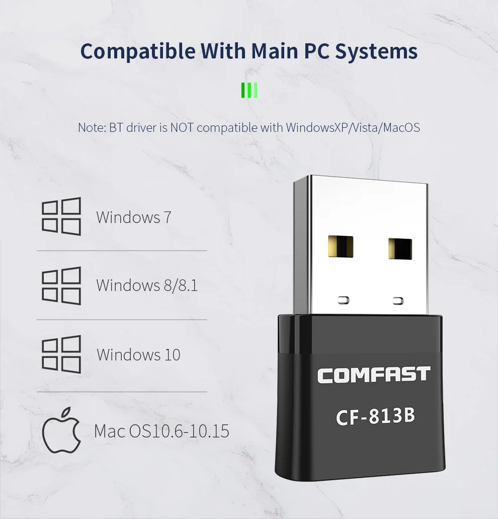 Мини-адаптер Wi-Fi, 650 Мбит/с, 2,4 + 5,8 ГГц